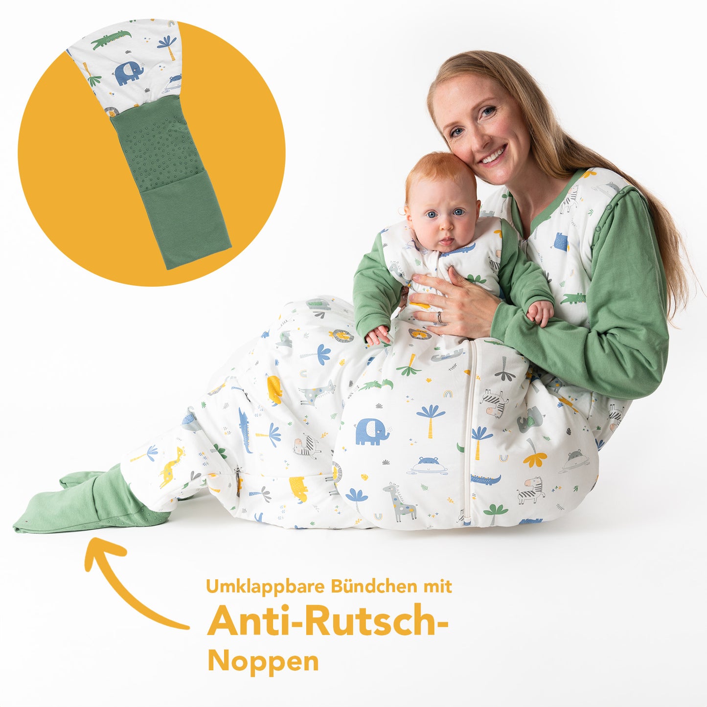 Schlafsack mit Füßen für Erwachsene mit umklappbaren Bündchen, 3.5 TOG