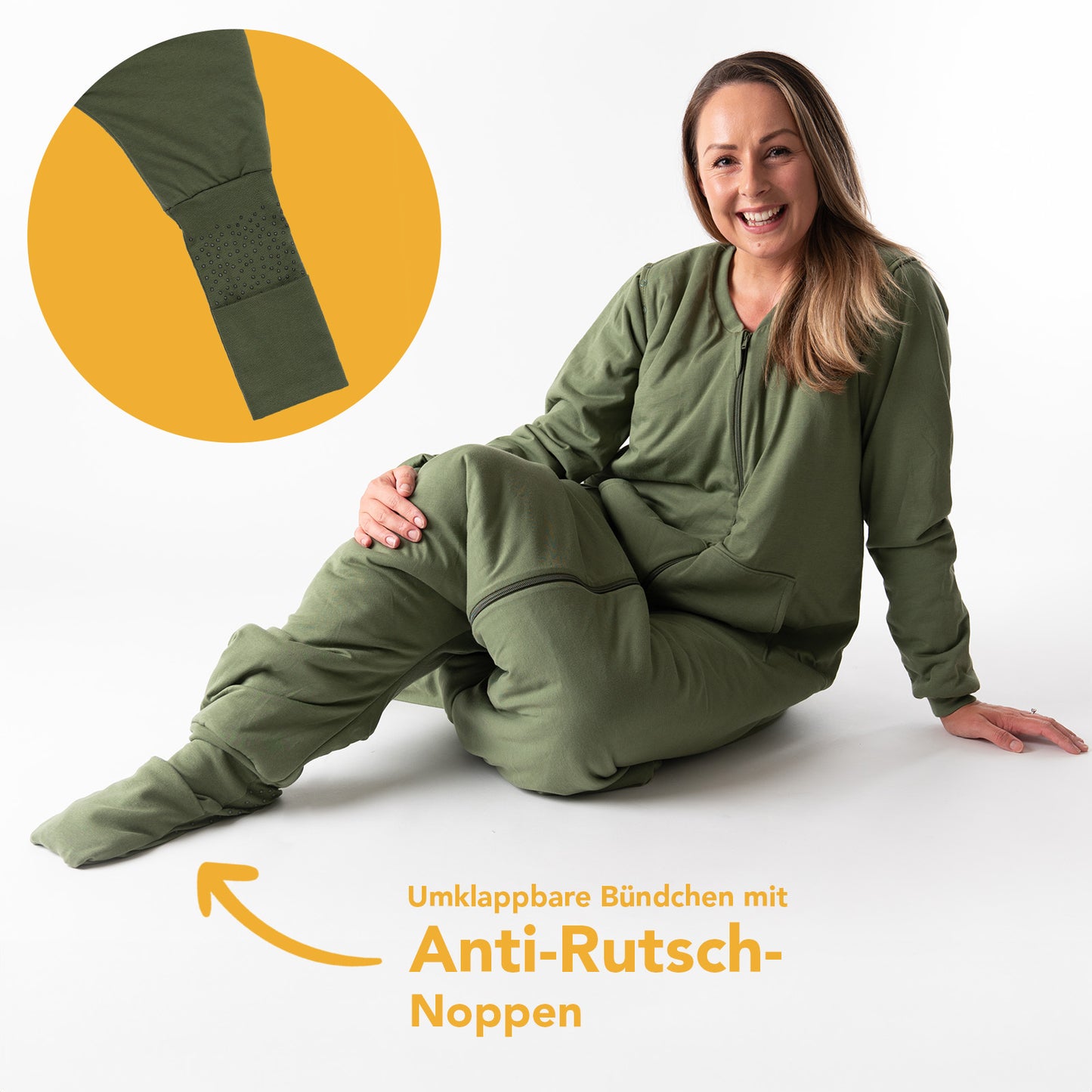 Schlafsack mit Füßen für Erwachsene mit umklappbaren Bündchen, 3.5 TOG