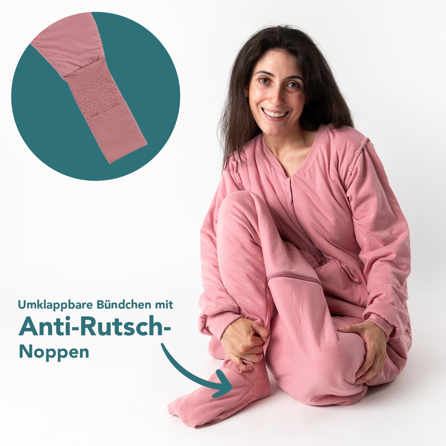 Schlafsack mit Füßen für Erwachsene mit umklappbaren Bündchen, 3.5 TOG