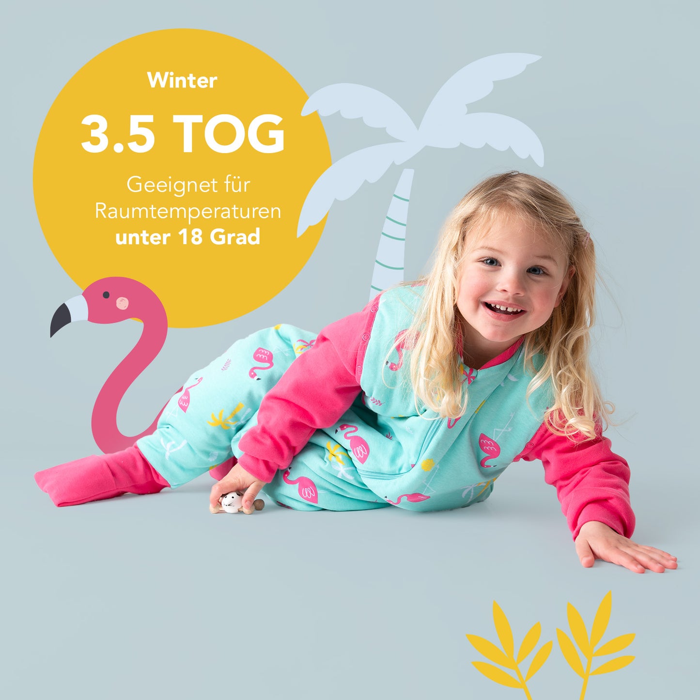 Bio Schlafsack mit Füßen und umklappbaren Bündchen 3.5 TOG