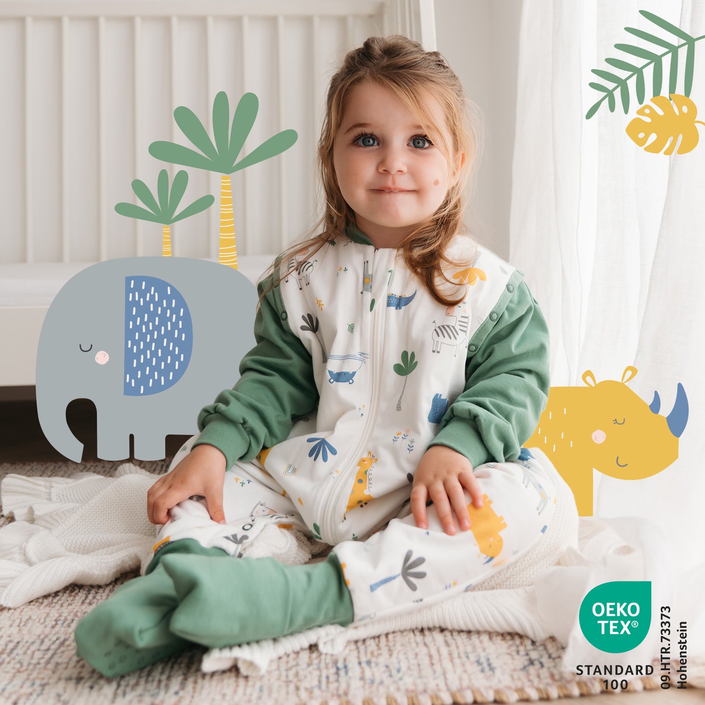 Schlafsack mit Füßen und umklappbaren Bündchen, 2.5 TOG