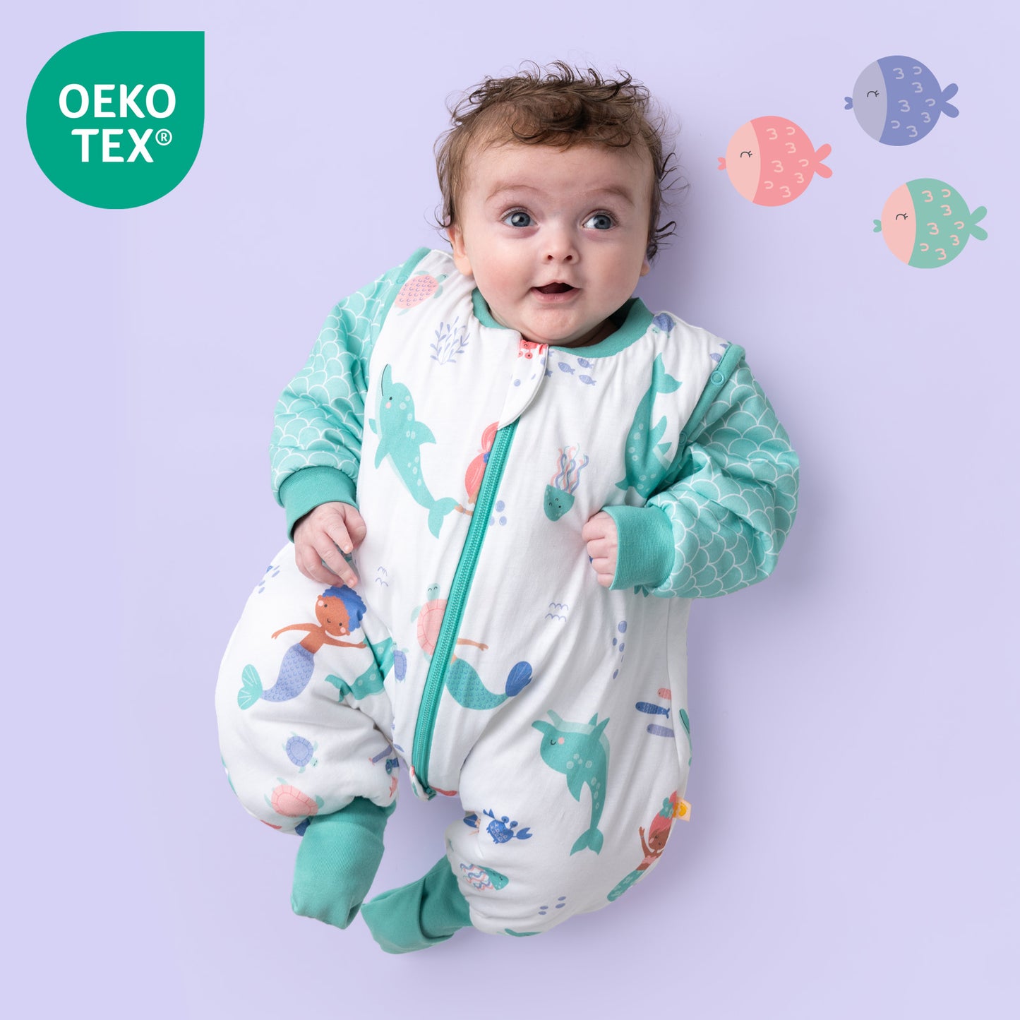 Schlafsack mit Füßen und umklappbaren Bündchen, 2.5 TOG