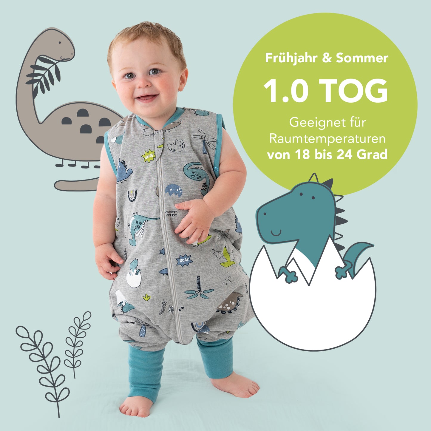 Schlafsack mit Füßen und umklappbaren Bündchen 1.0 TOG
