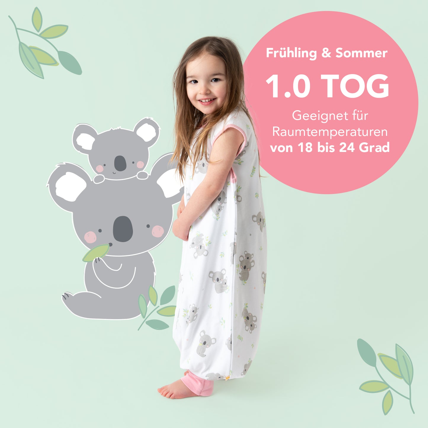 Schlafsack mit Füßen und umklappbaren Bündchen 1.0 TOG