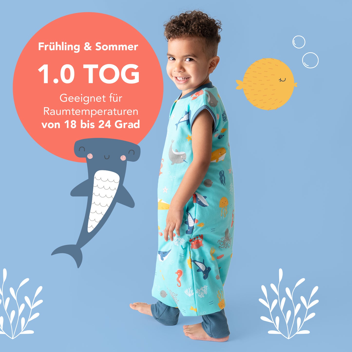 Schlafsack mit Füßen und umklappbaren Bündchen 1.0 TOG