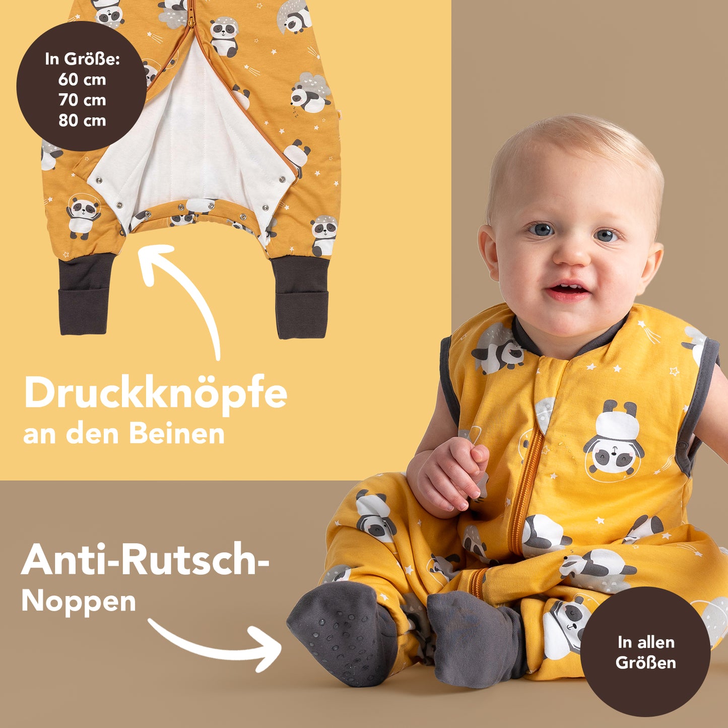 Schlafsack mit Füßen und umklappbaren Bündchen 1.0 TOG