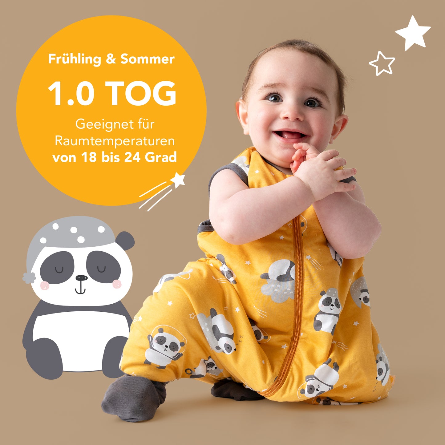 Schlafsack mit Füßen und umklappbaren Bündchen 1.0 TOG
