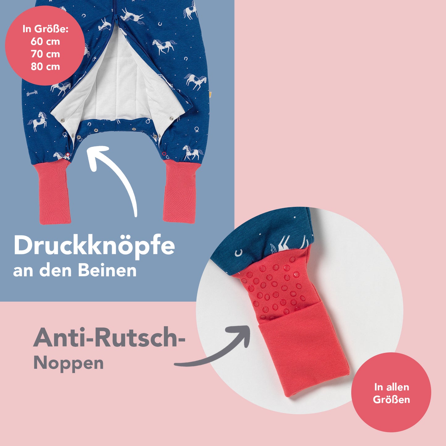 Schlafsack mit Füßen und umklappbaren Bündchen 1.0 TOG