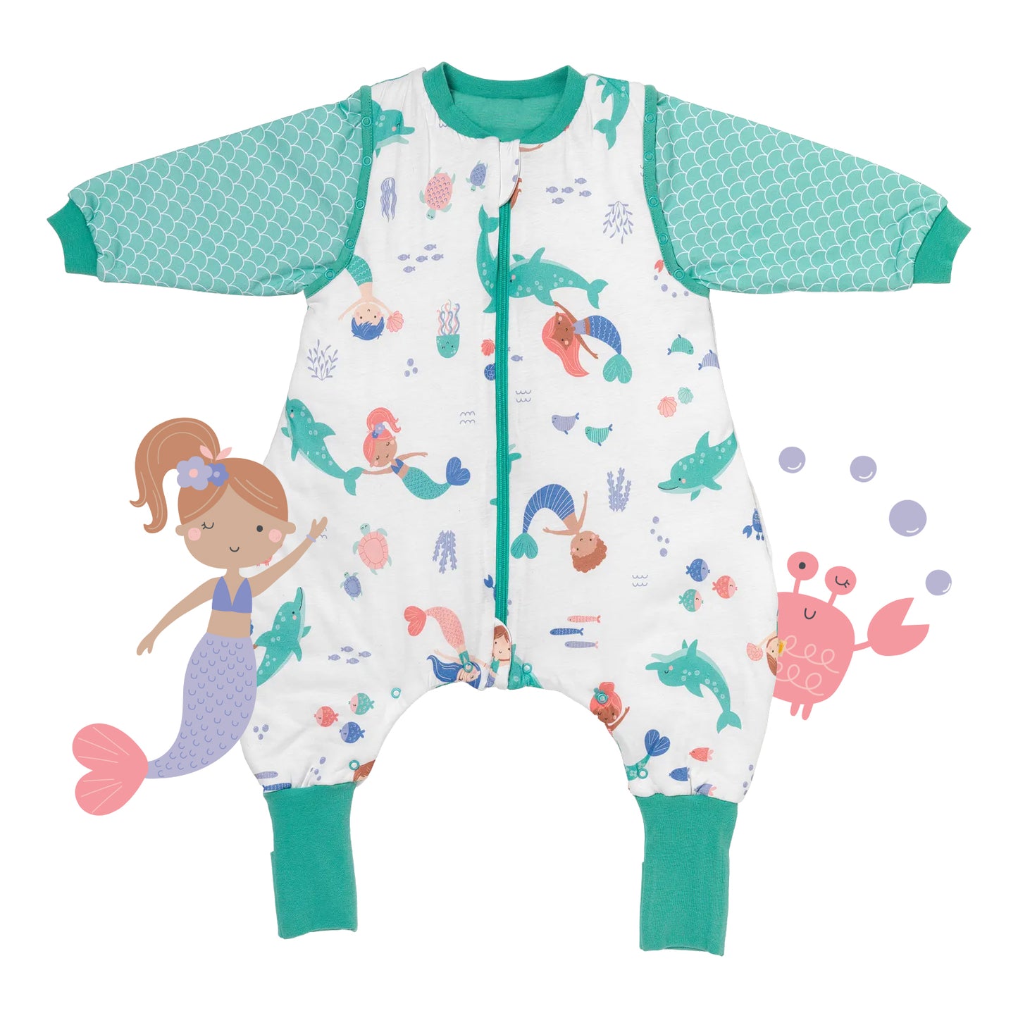 Schlafsack mit Füßen und umklappbaren Bündchen, 2.5 TOG