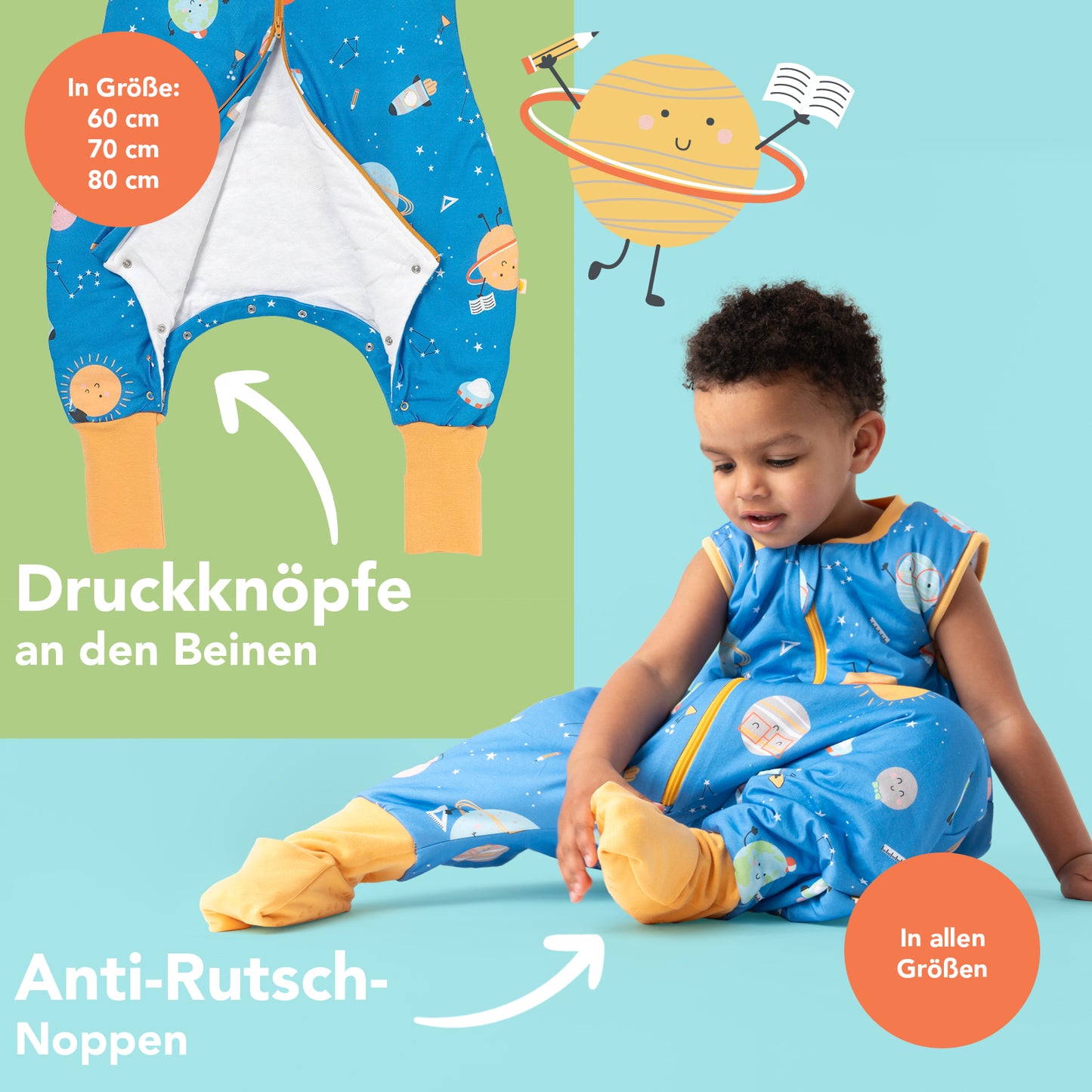 Schlafsack mit Füßen und umklappbaren Bündchen 1.0 TOG