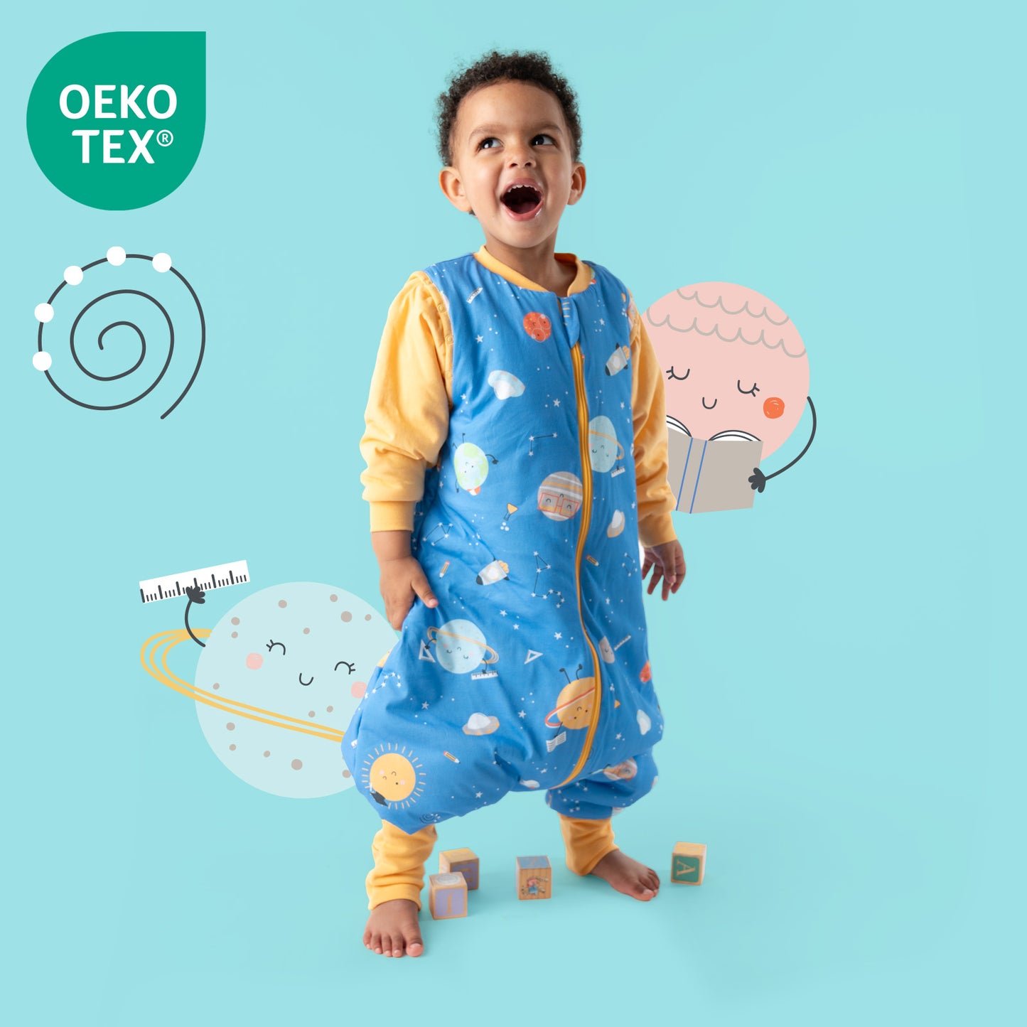 Schlafsack mit Füßen und umklappbaren Bündchen, 2.5 TOG