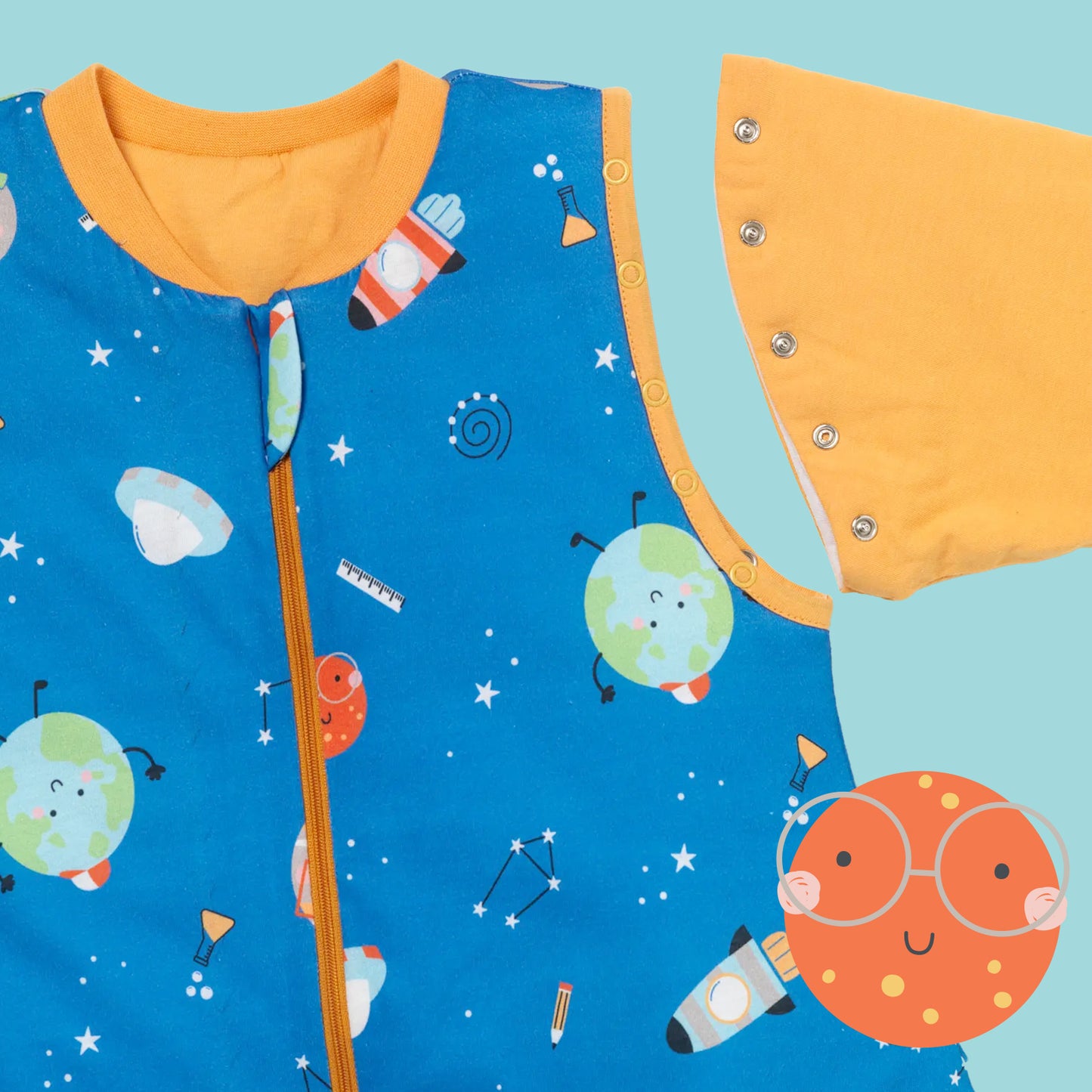 Schlafsack mit Füßen und umklappbaren Bündchen, 2.5 TOG