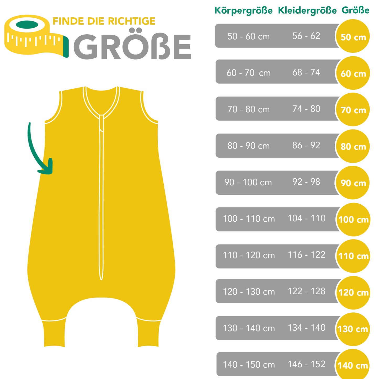 Schlafsack mit Füßen, umklappbaren Bündchen und Ärmeln, 1.0 TOG