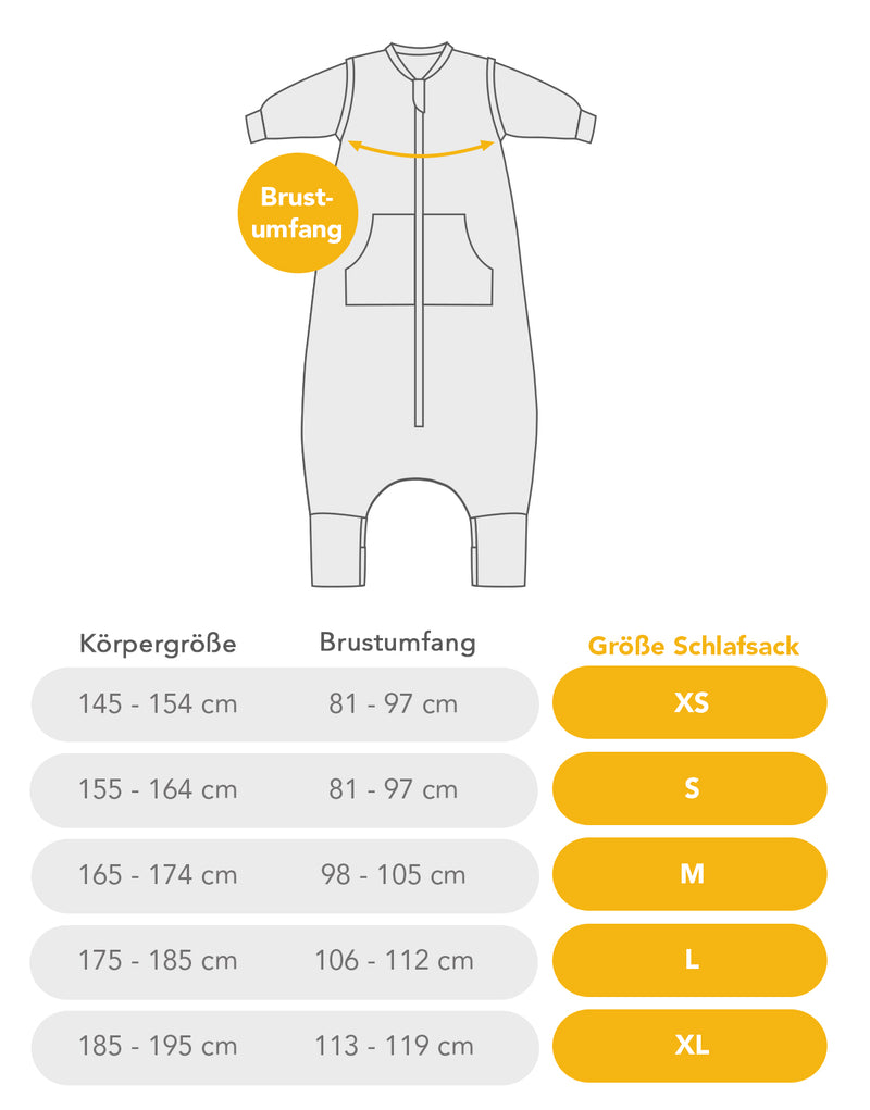 schlafsack 150 cm mit füßen Schlafsack mit Füßen für Erwachsene mit umklappbaren Bündchen, 2.5 TOG