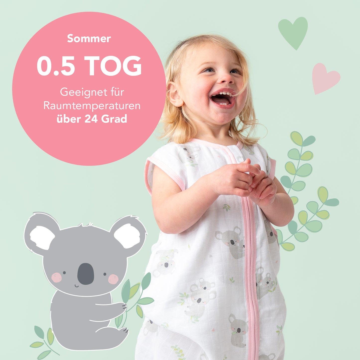 Musselin Babyschlafsack, 0.5 TOG