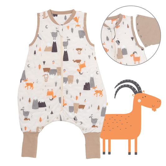 Schlafsack mit Füßen umklappbaren Bündchen und Ärmeln 1.0 TOG_Bergtiere_Vorderseite mit Armausschnitt_1182