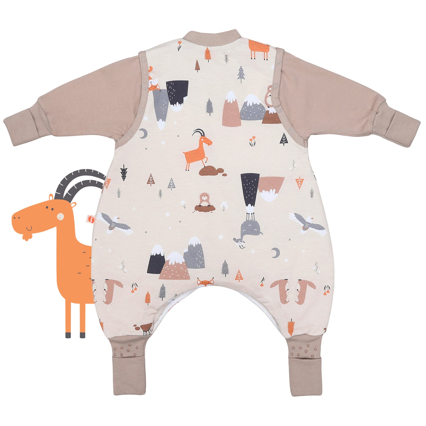 Schlafsack mit Füßen umklappbaren Bündchen und Ärmeln 1.0 TOG_Bergtiere_Rückseite_1182