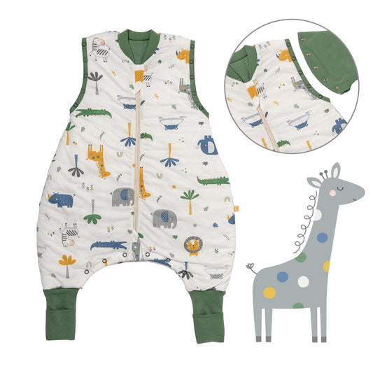 Schlafsack mit Füßen umklappbaren Bündchen und Ärmeln 1.0 TOG_Dschungel_Vorderseite mit Armausschnitt_1182