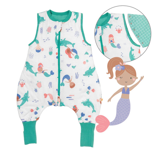 Schlafsack mit Füßen umklappbaren Bündchen und Ärmeln 1.0 TOG_Meerjungfrau_Vorderseite mit Armausschnitt_1182