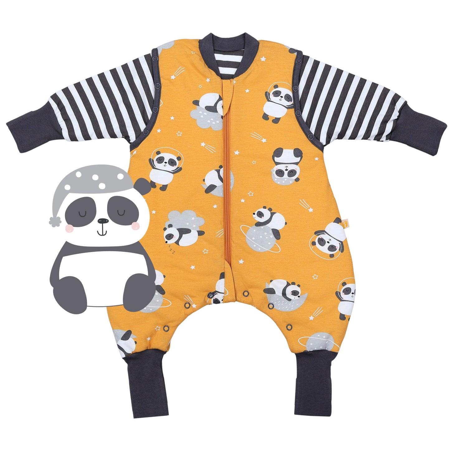 Schlafsack mit Füßen umklappbaren Bündchen und Ärmeln 1.0 TOG_Panda_Vorderseite_1182
