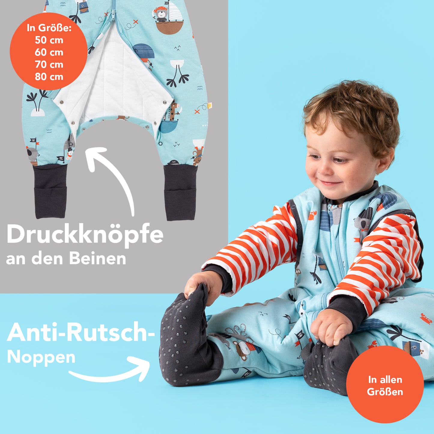 Schlafsack mit Füßen umklappbaren Bündchen und Ärmeln 1.0 TOG_Pirat_Fußbündchen_1182