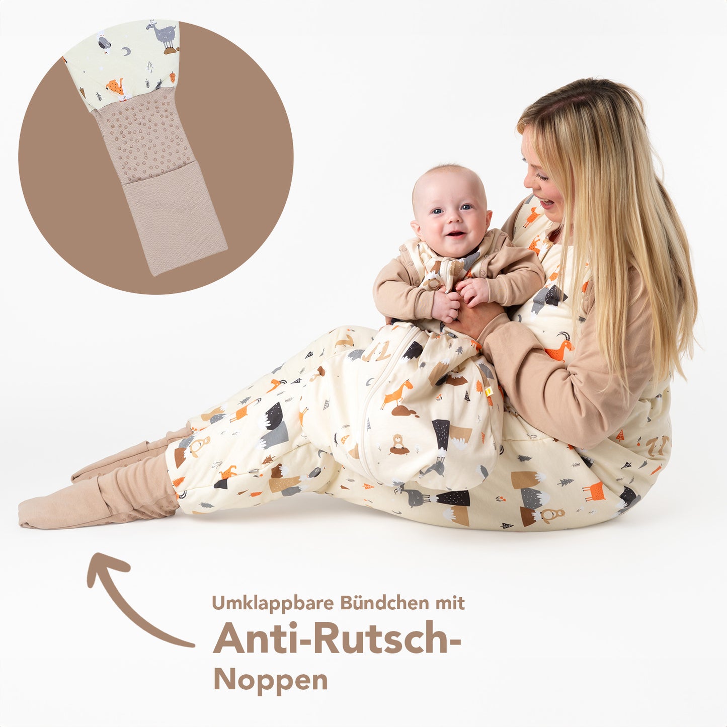Schlafsack mit Füßen für Erwachsene mit umklappbaren Bündchen, 3.5 TOG