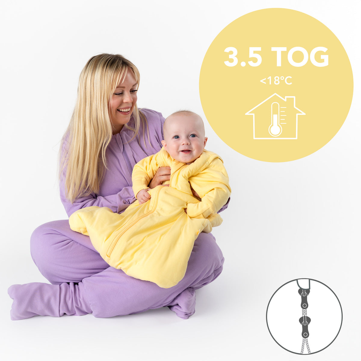 Schlafsack mit Füßen für Erwachsene mit umklappbaren Bündchen 3.5 TOG_Lavendel_TOG_1189