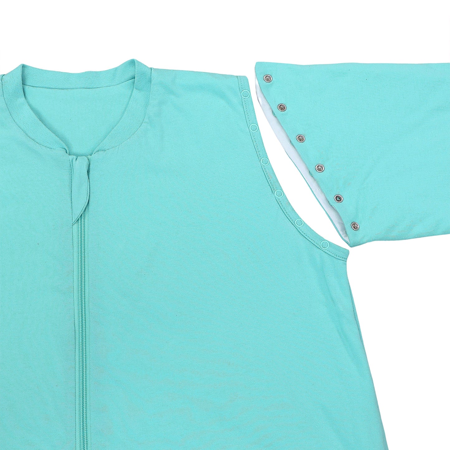 Schlafsack mit Füßen für Erwachsene mit umklappbaren Bündchen und Ärmeln 1.0 TOG_Aqua_Armausschnitt_1190