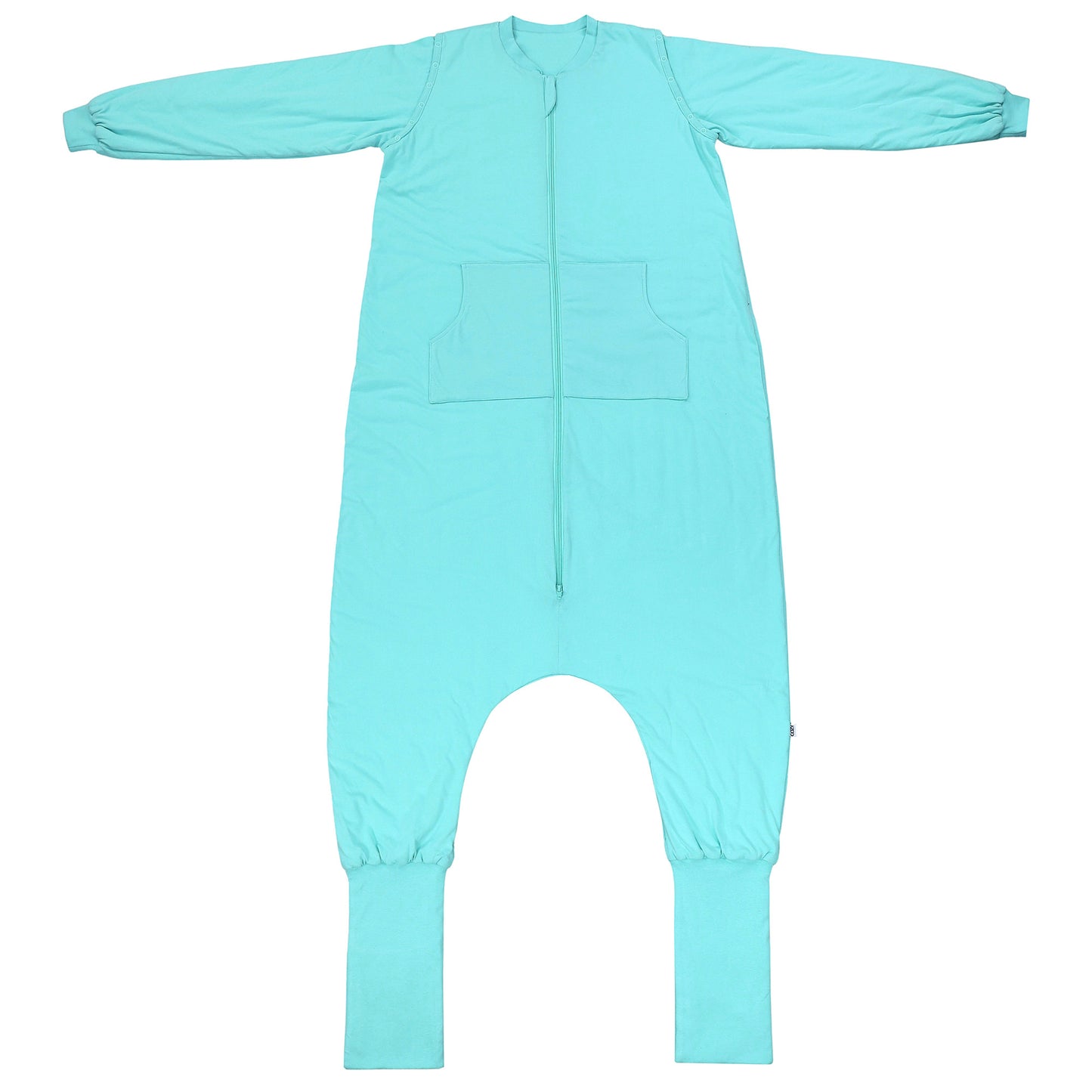 Schlafsack mit Füßen für Erwachsene mit umklappbaren Bündchen und Ärmeln 1.0 TOG_Aqua_Vorderseite_1190