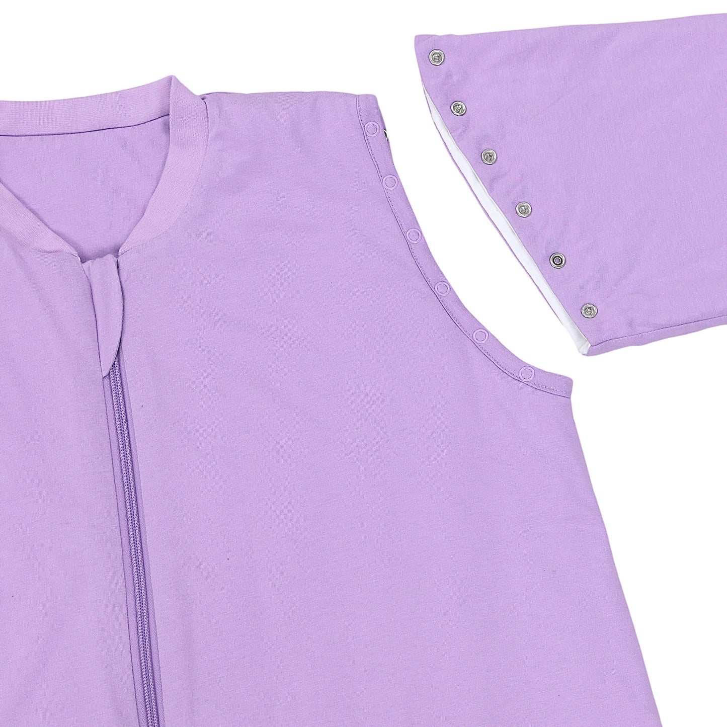 Schlafsack mit Füßen für Erwachsene mit umklappbaren Bündchen und Ärmeln 1.0 TOG_Lavendel_Armausschnitt_1190