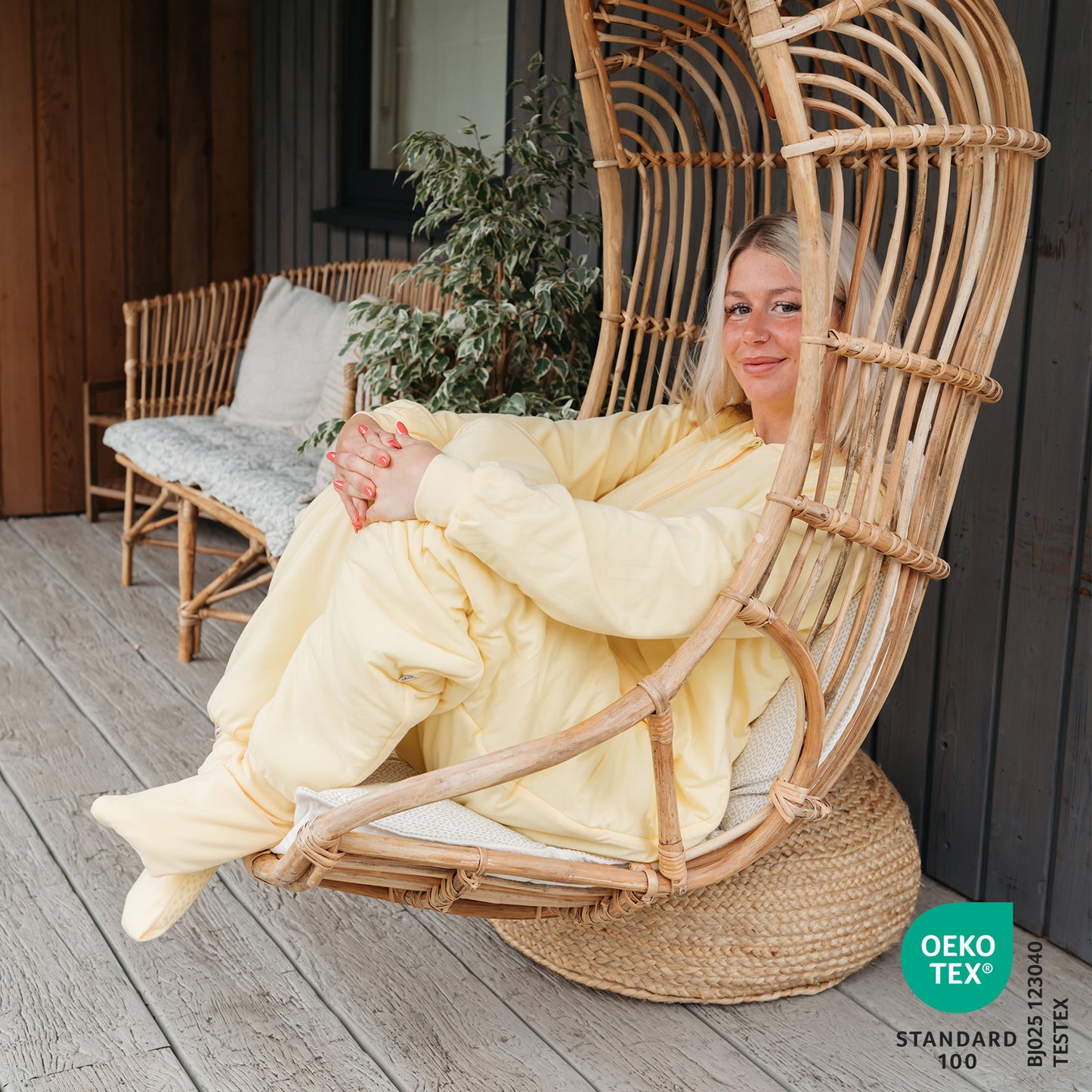 Schlafsack mit Füßen für Erwachsene mit umklappbaren Bündchen und Ärmeln 1.0 TOG_Popcorn_OEKOTEX_1190