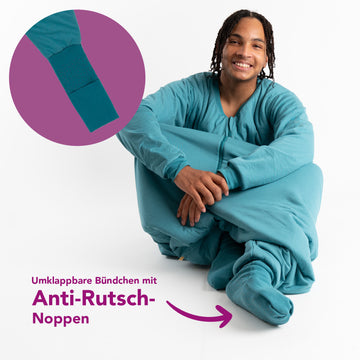 Schlafsack mit Füßen für Erwachsene mit umklappbaren Bündchen und Ärme