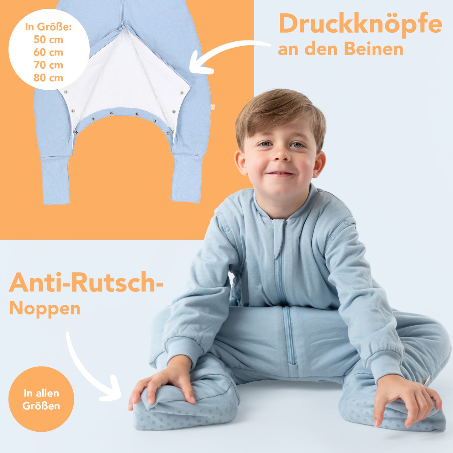 Schlafsack mit Füßen umklappbaren Bündchen und Ärmeln 1.0 TOG_Blue Ice_Fußbündchen_1200