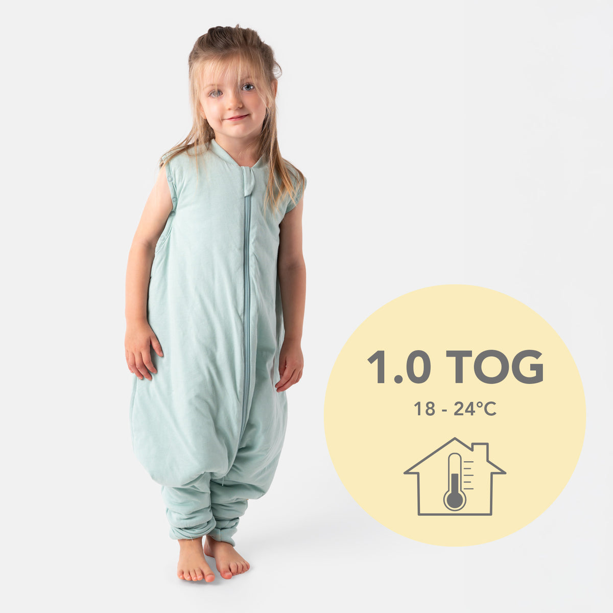 Schlafsack mit Füßen umklappbaren Bündchen und Ärmeln 1.0 TOG_Salbei_TOG_1200