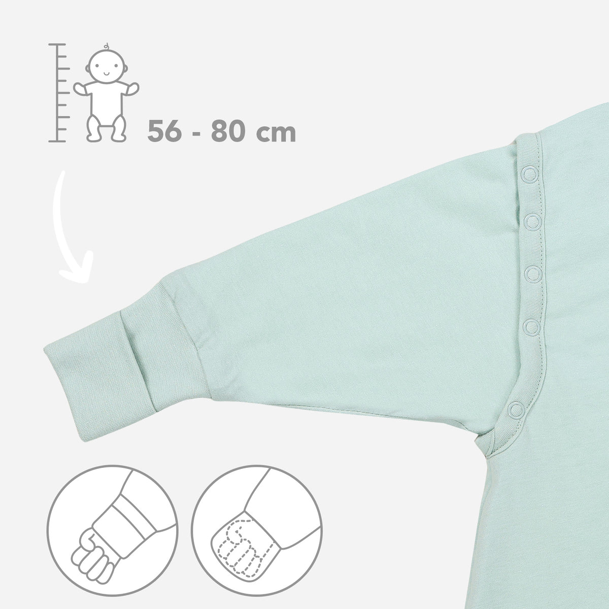 Babyschlafsack 1.0 TOG_Salbei_Armausschnitt_1201