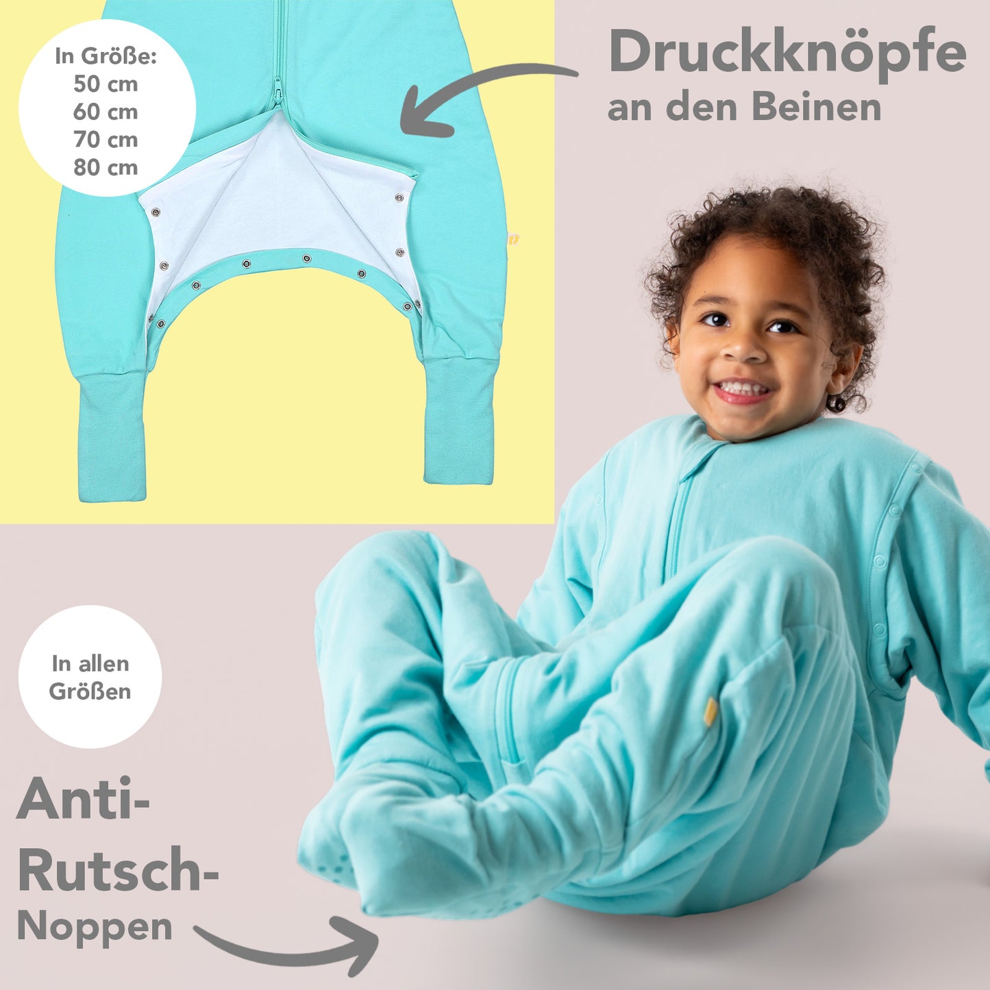 Schlafsack mit Füßen und umklappbaren Bündchen 2.5 TOG_Aqua_Fußbündchen_1202