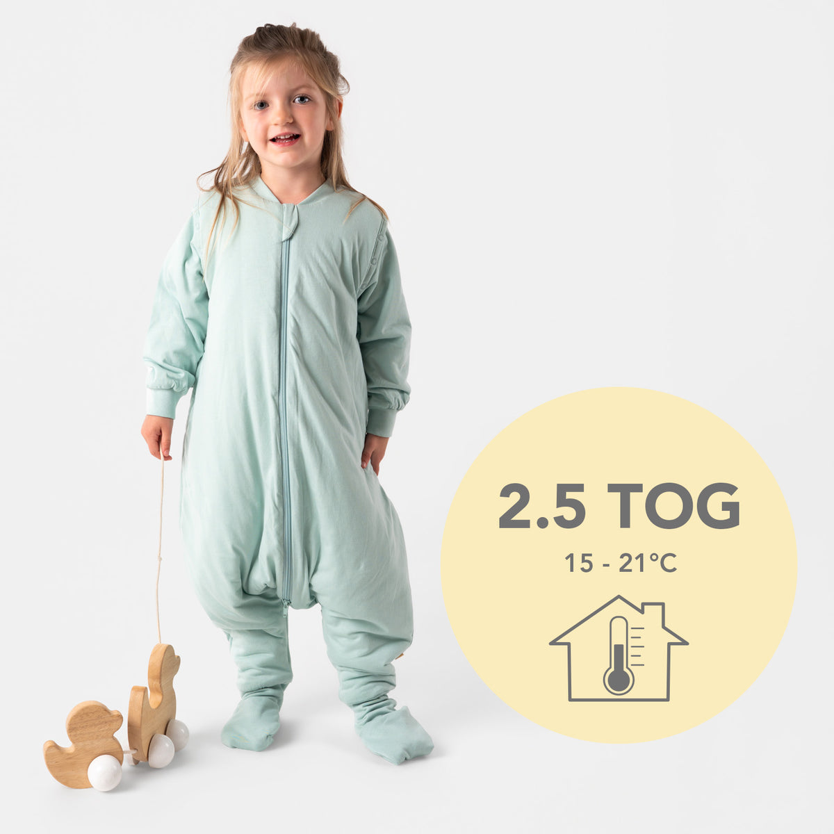 Schlafsack mit Füßen und umklappbaren Bündchen 2.5 TOG_Salbei_TOG_1202