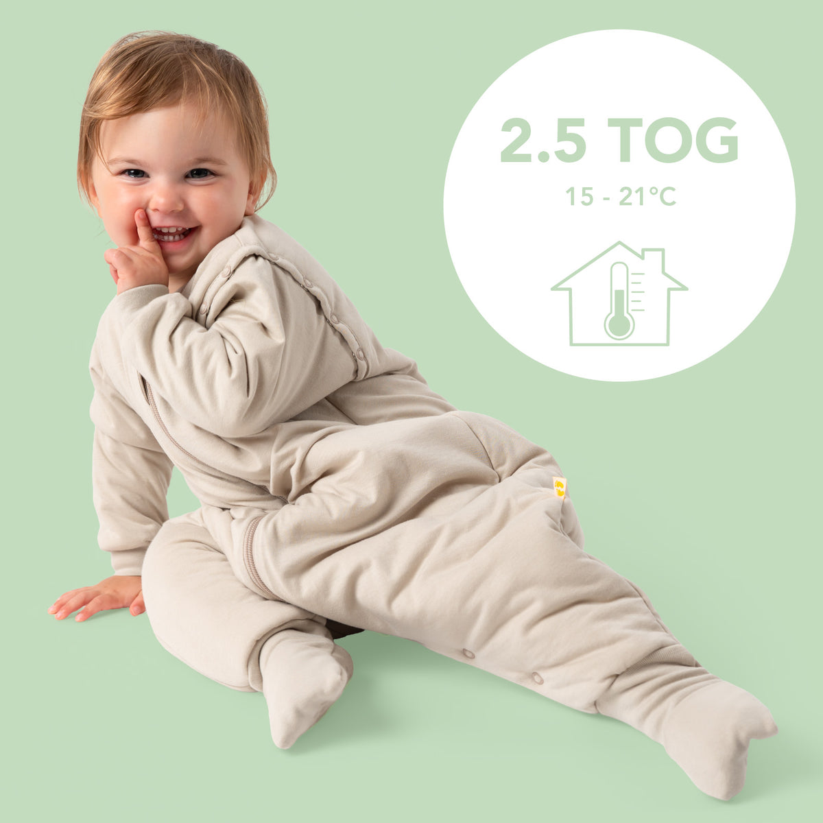 Schlafsack mit Füßen und umklappbaren Bündchen 2.5 TOG_Taupe_TOG_1202
