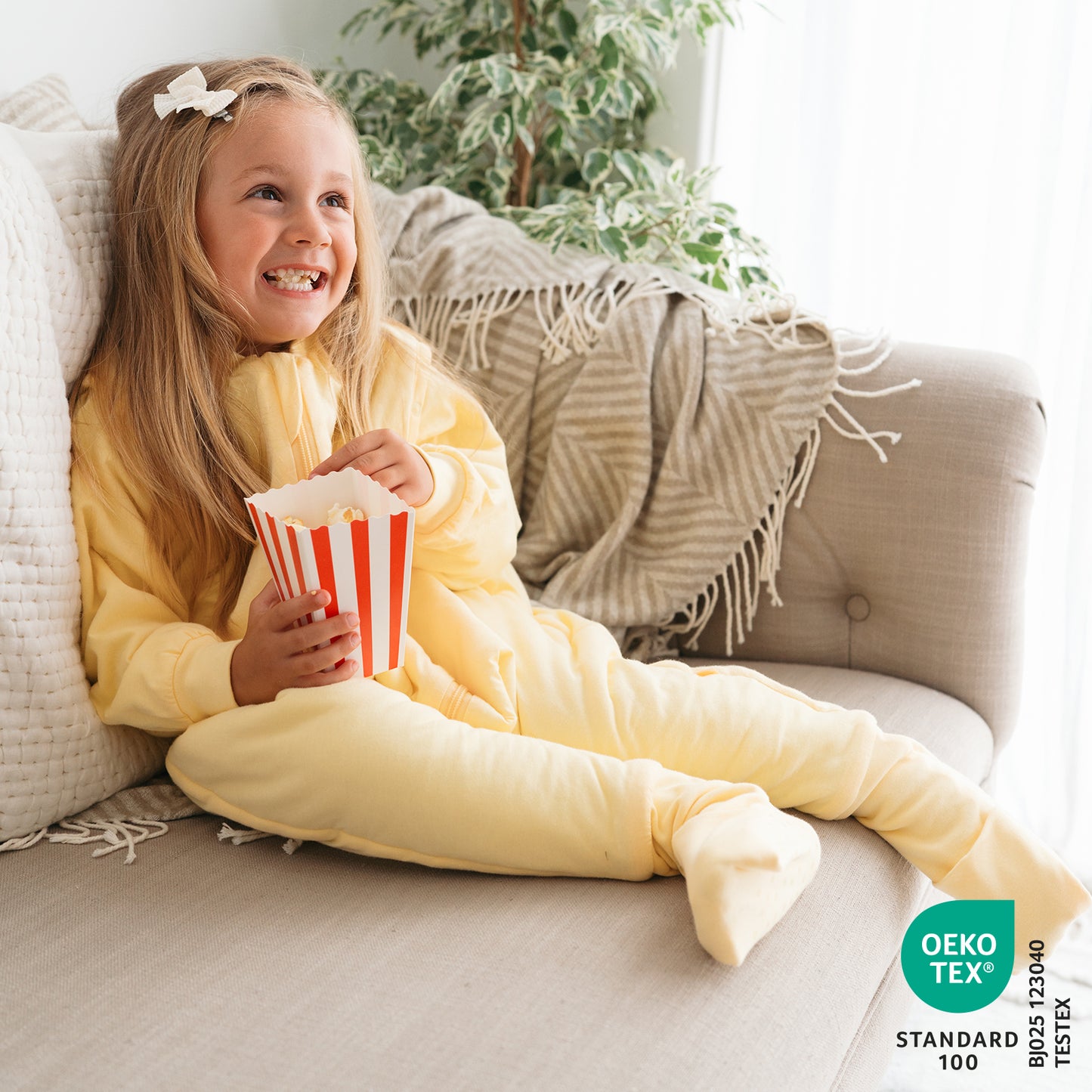 Schlafsack mit Füßen und umklappbaren Bündchen 3.5 TOG_Popcorn_OEKOTEX_1209