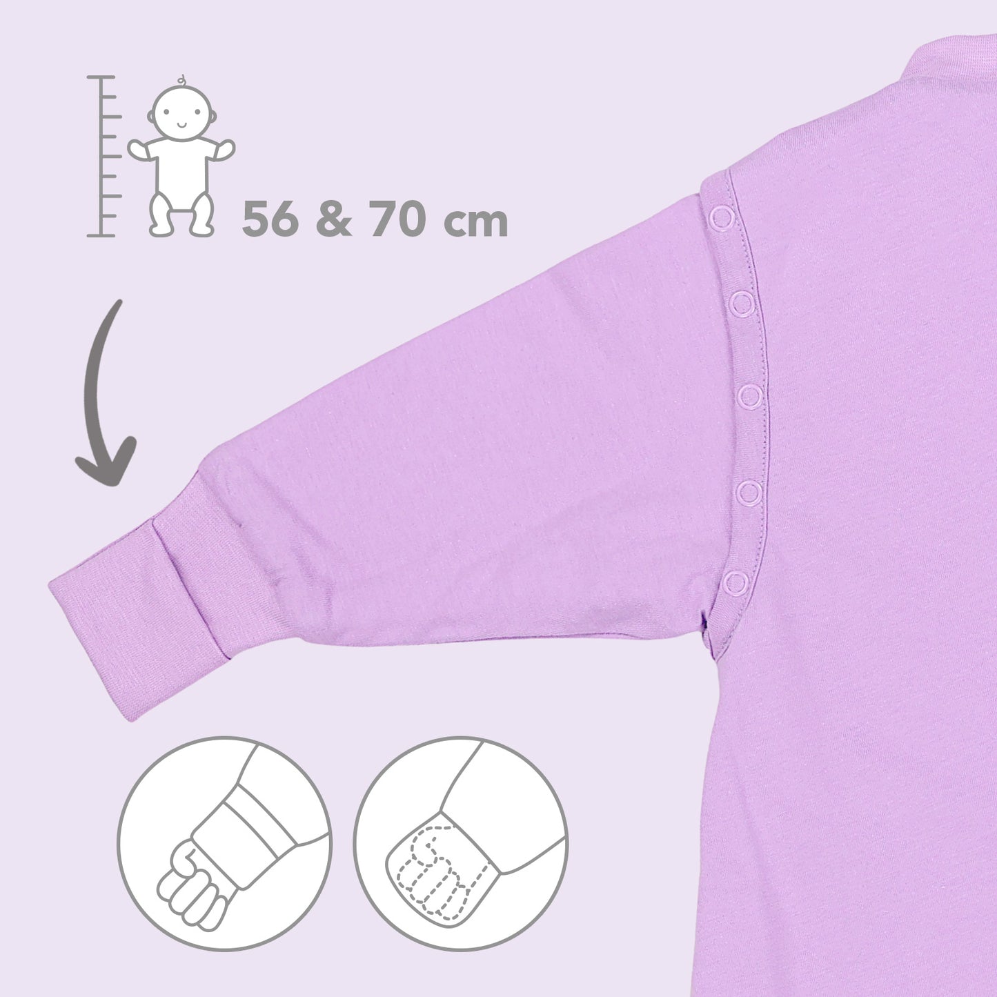 Babyschlafsack 3.5 TOG_Lavendel_Vorderseite mit Armausschnitt_1210