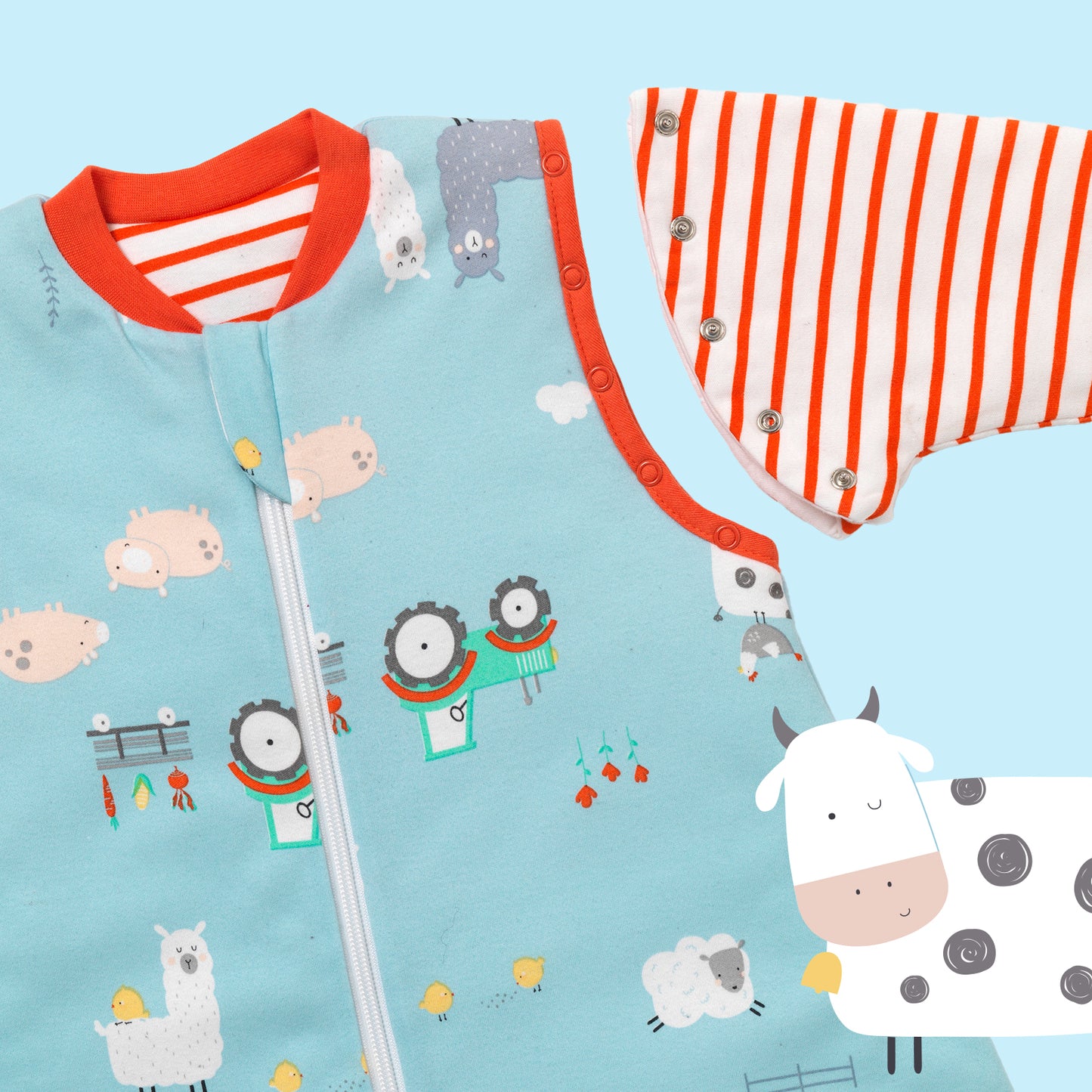 Bio Schlafsack mit Füßen und umklappbaren Bündchen, 2.5 TOG