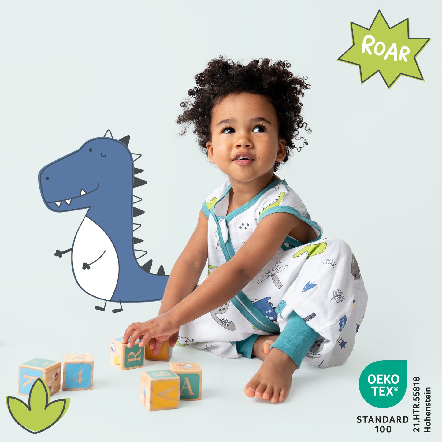 Musselin Schlafsack mit Füßen 0.5 TOG_Dino_412_2