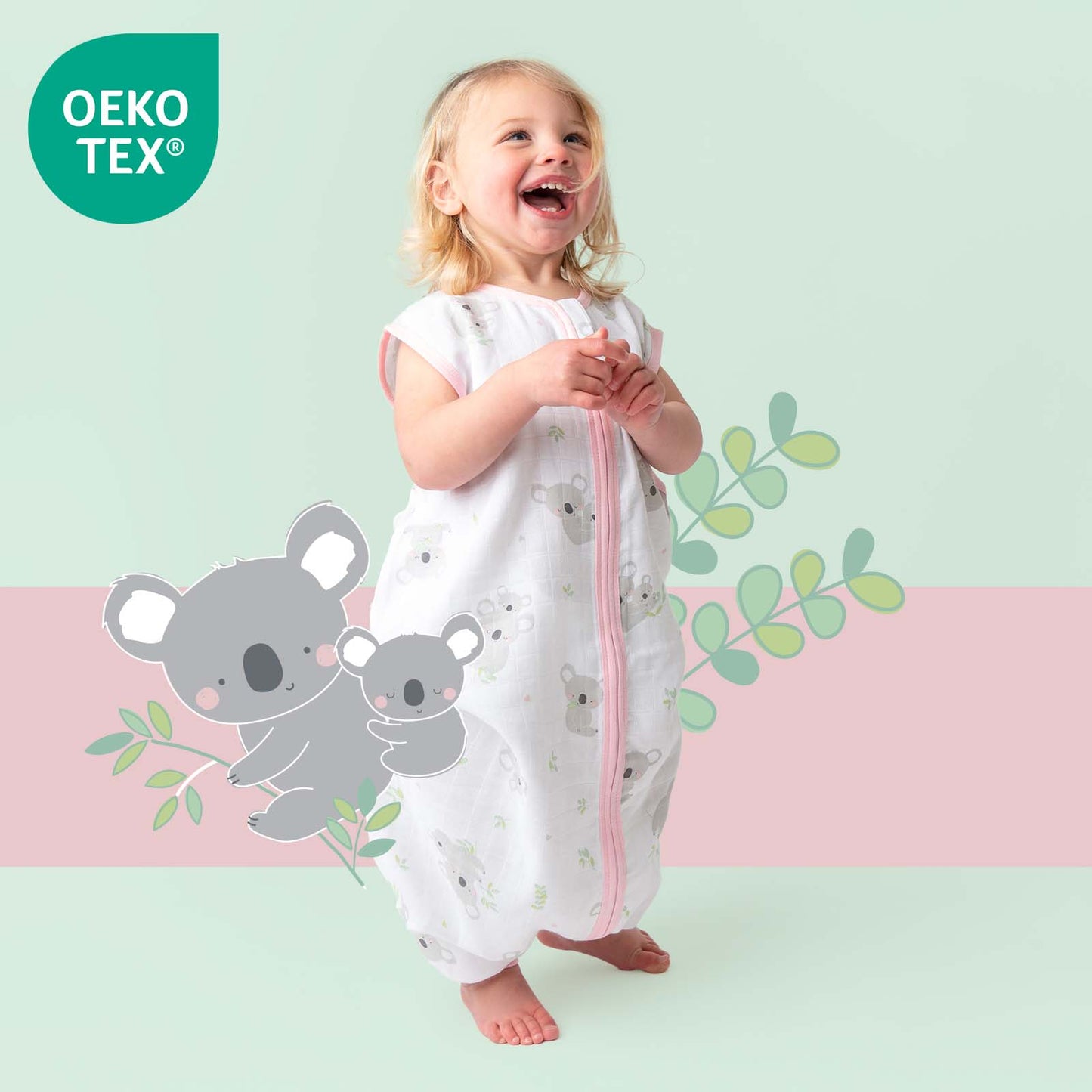 Musselin Schlafsack mit Füßen 0.5 TOG_Koala_OEKOTEX_412