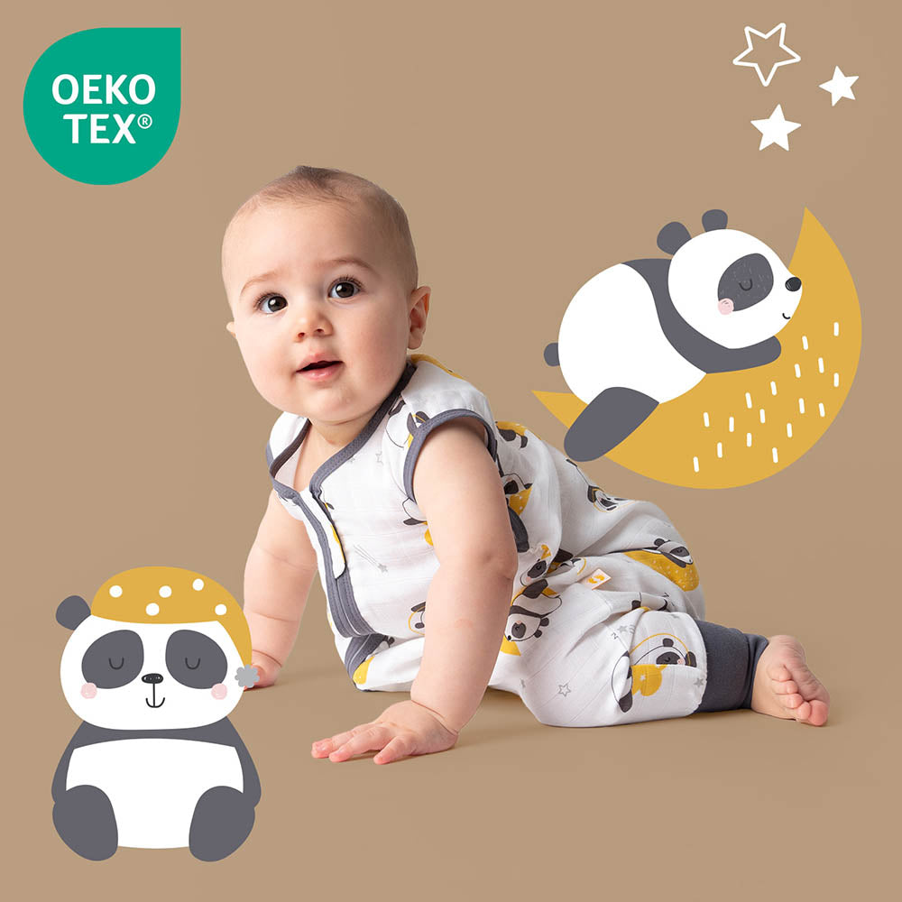 Musselin Schlafsack mit Füßen 0.5 TOG_Panda_OEKOTEX_412