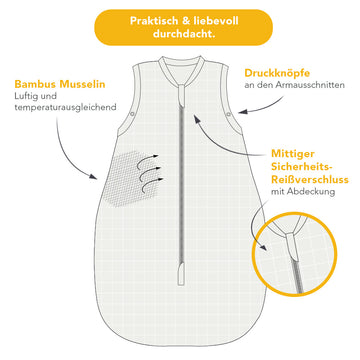 bambus musselin schlafsack Musselin Babyschlafsack, 0.5 TOG