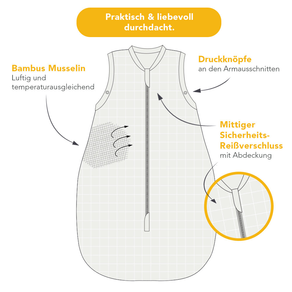Musselin Babyschlafsack, 0.5 TOG