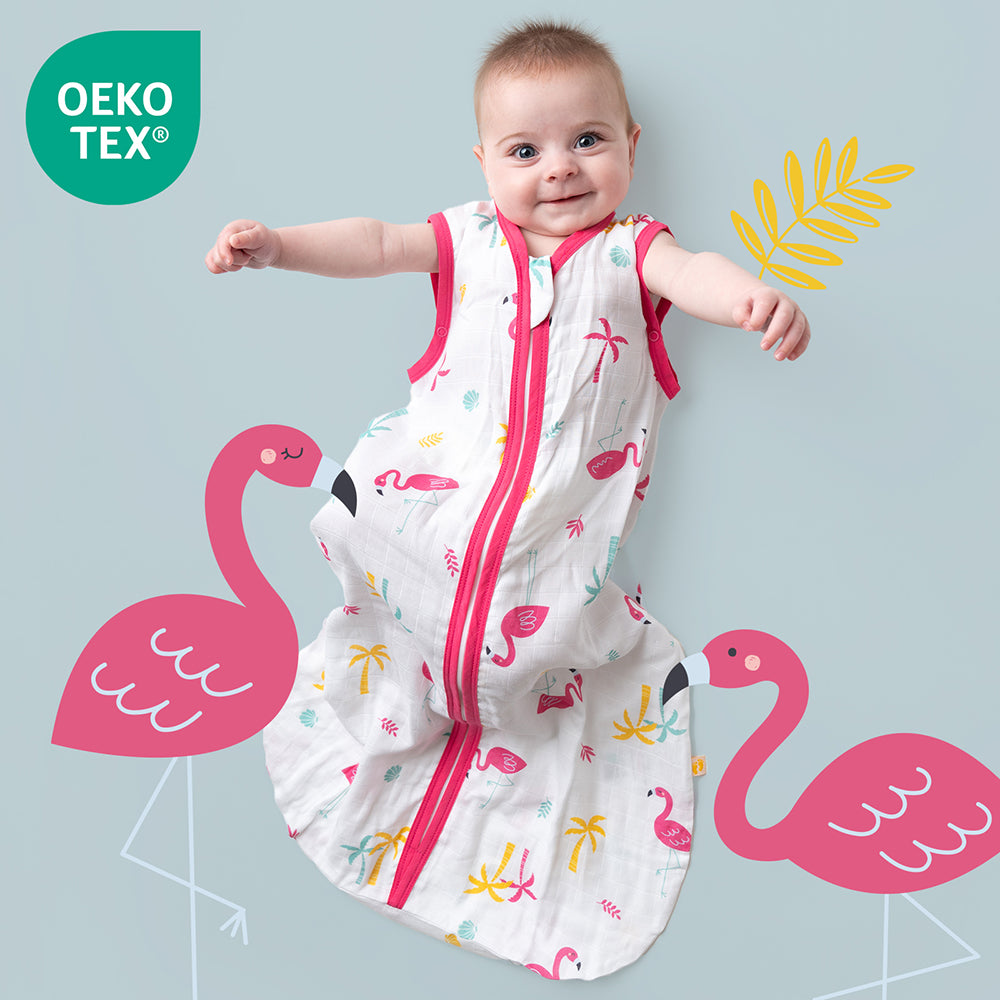 Musselin Babyschlafsack 0.5 TOG_Flamingo_OEKOTEX_415