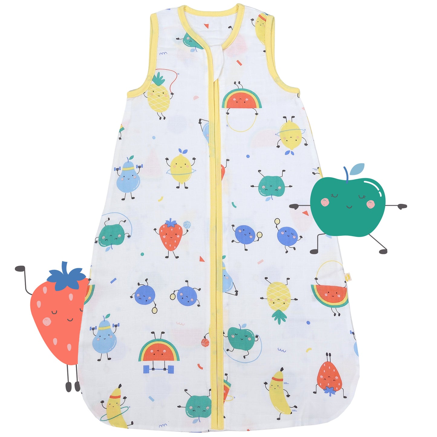 Musselin Babyschlafsack 0.5 TOG_Fruchtathleten_Vorderseite_415