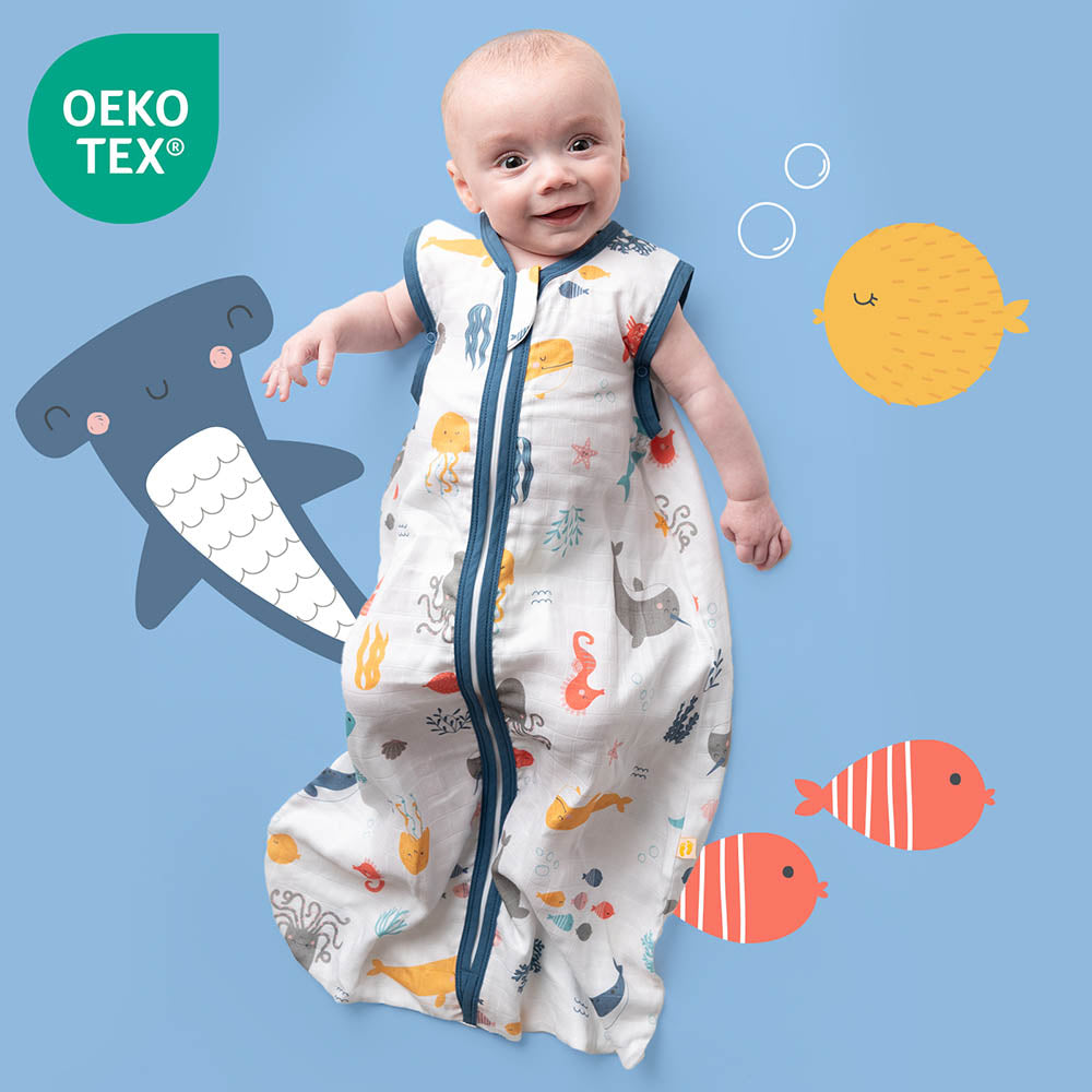 Musselin Babyschlafsack 0.5 TOG_Meerestiere_OEKOTEX_415