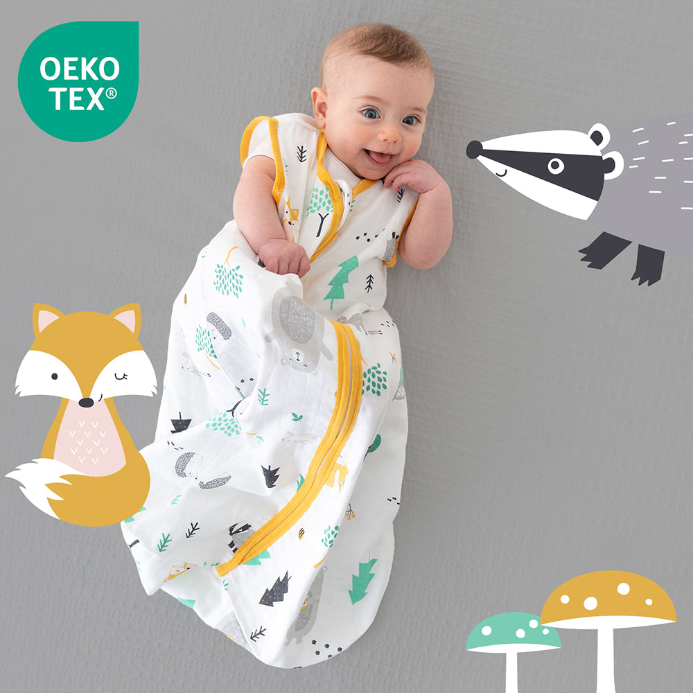 Musselin Babyschlafsack 0.5 TOG_Waldtiere_OEKOTEX_415
